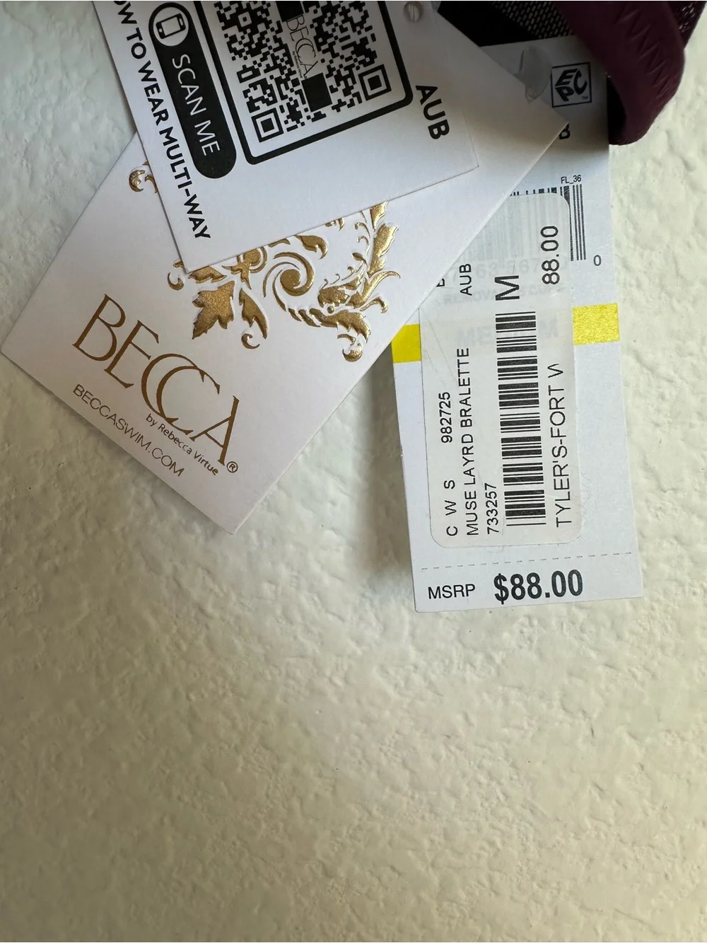 BECCA two piece Muse Layered Bralette‎ Bikini set top bottom Medium swimwear